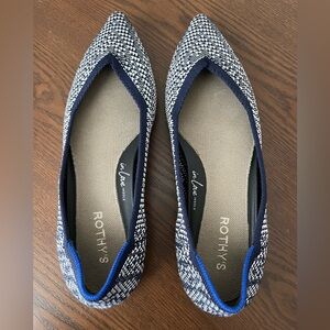 Rothy's Navy and White Patterned Flats